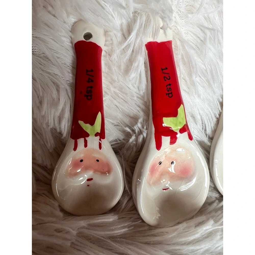 Santa Measuring Spoons Holiday Set Christmas Porcelain Decorative Grandmacore